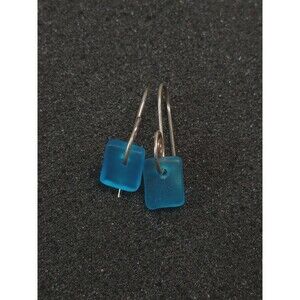 Sterling Silver Artisan Blue Glass Dangle Spiral Earrings